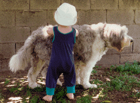 Toby with a toddler.